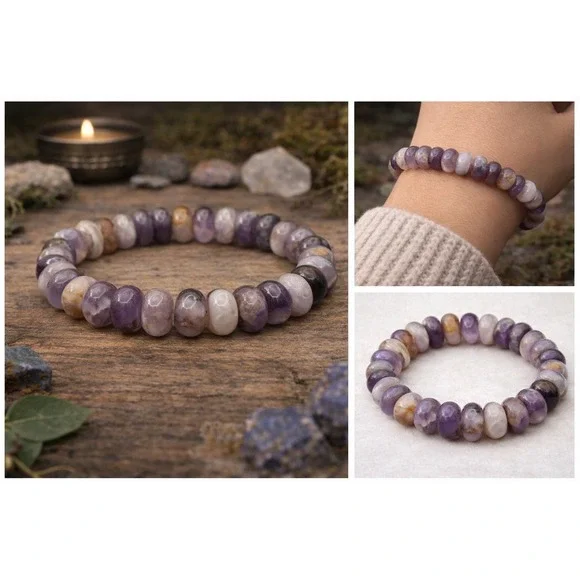 Amethyst Rondelle Bracelet Witchy Boho Apothecary Crystal Jewelry - Picture 1 of 1